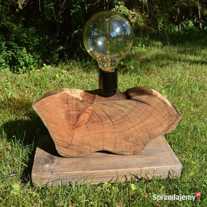 Lampa z plastra drewna loft japandi wabisabi 2 Malbork sprzedam