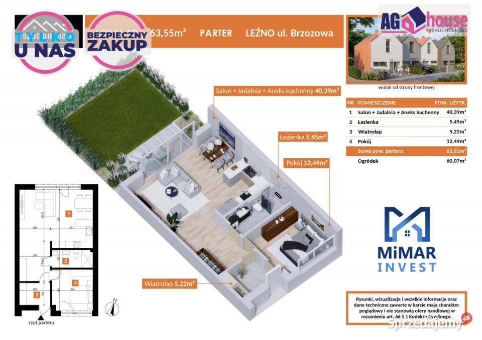 Dom szeregowy 112m Leźno 200m2 sprzedam