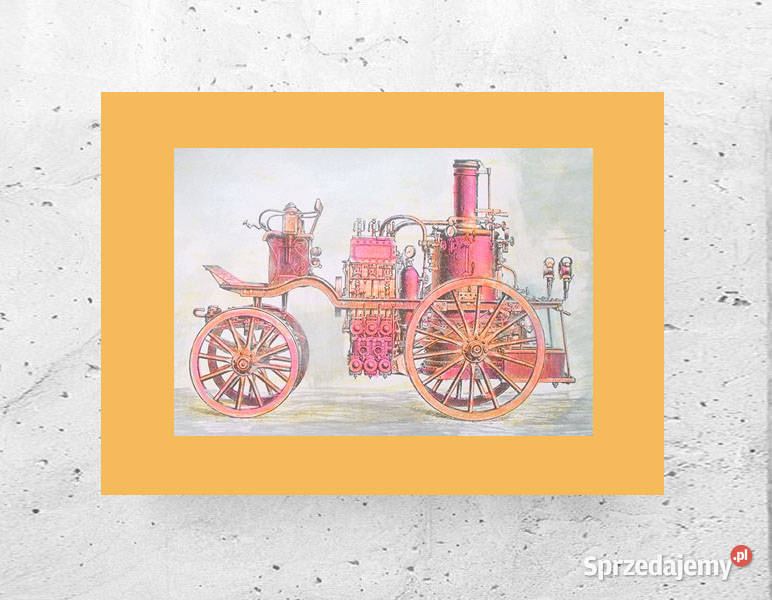 vintage plakat A4 retro samochód obrazek 21x30 Olsztyn