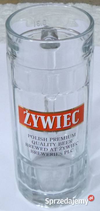 Tradycyjny szklany kufel do piwa Żywiec 03 l przezroczysty mazowieckie
