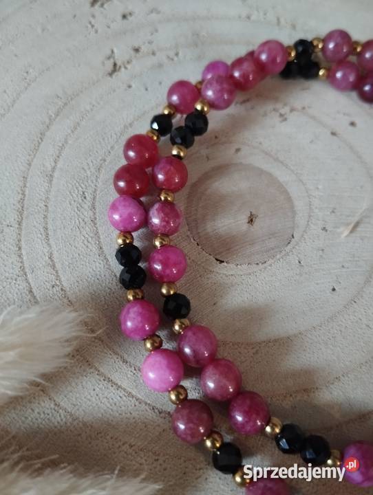 Naszyjnik Moulin Rouge 45 różowy turmalin agat Zielonki