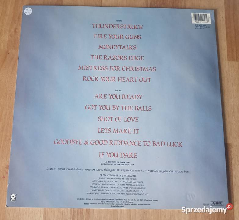 ACDC The Razors Edge LP 1990 1st Press Germany rock Płyty i kasety Ochojno