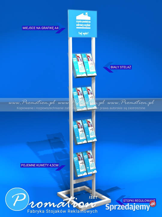 Biały stojak na ulotki reklamowe DL do biur Warszawa