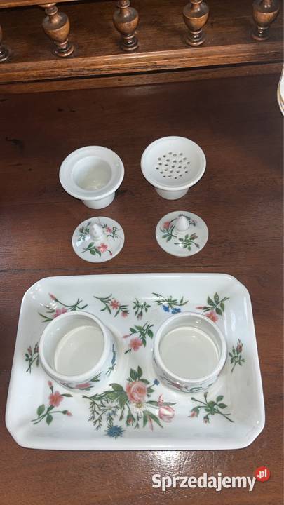 Kałamarz Biała porcelana Róże i chabry pomorskie Gdańsk