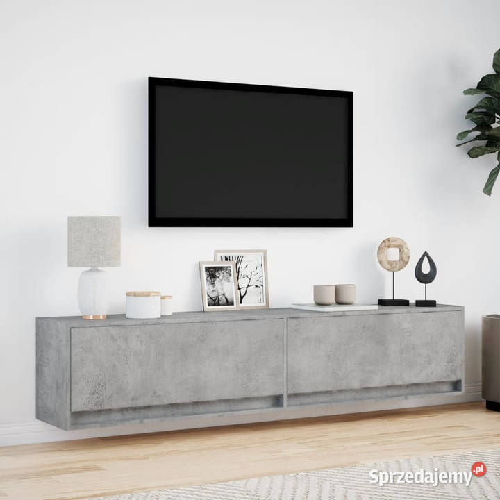 Ścienna szafka pod TV z LED szarość betonu RTV mazowieckie Warszawa