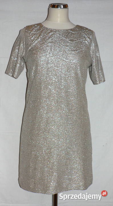 River Island srebrna metaliczna sukienka 38 łódzkie Łódź
