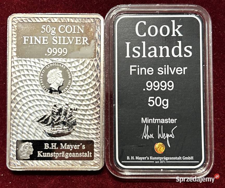Cook Islands 2021 coin bar srebro 50 g Ag 9999
