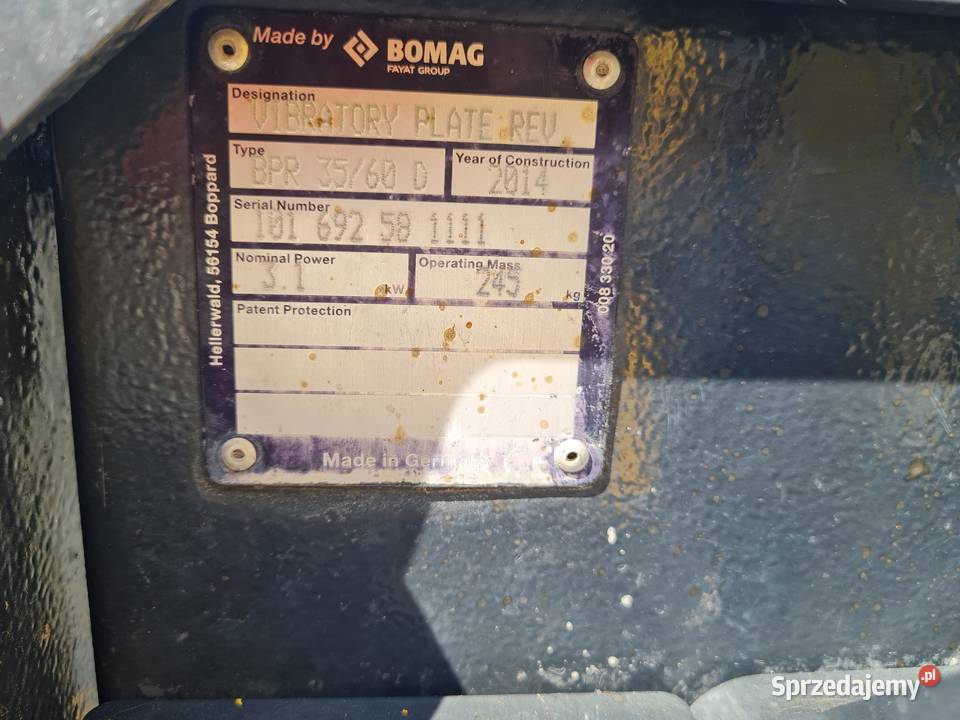 Zagęszczarka rewersyjna BOMAG BPR 3560D Pozostałe Dąbrowa Tarnowska