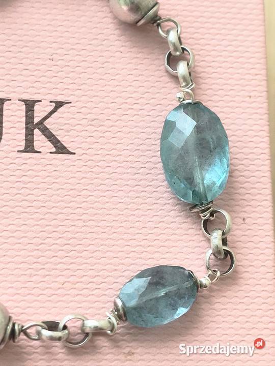 Bransoletka kamienie akwamaryn w srebrze śląskie Katowice