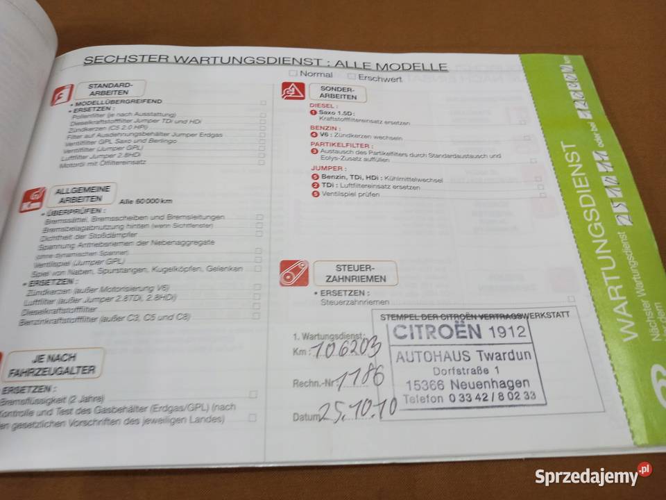 Citroen Xsara Picasso Książka Gwarancyjna motoryzacja, transport Poradniki, albumy i reportaże Łódź