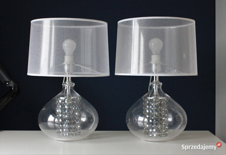 Lampa szklana z kryształkami Oświetlenie Kąty Wrocławskie sprzedam