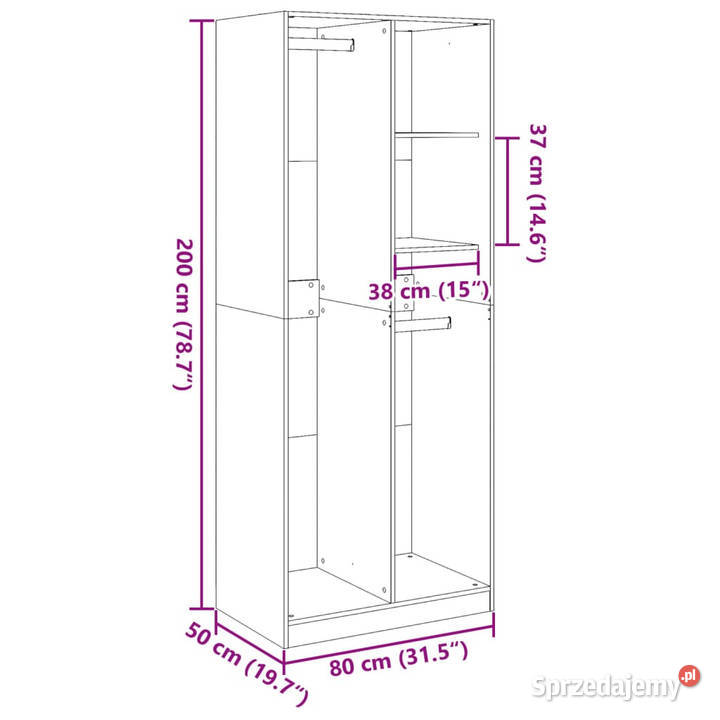 Szafa szary dąb sonoma 80x50x200 materiał Warszawa