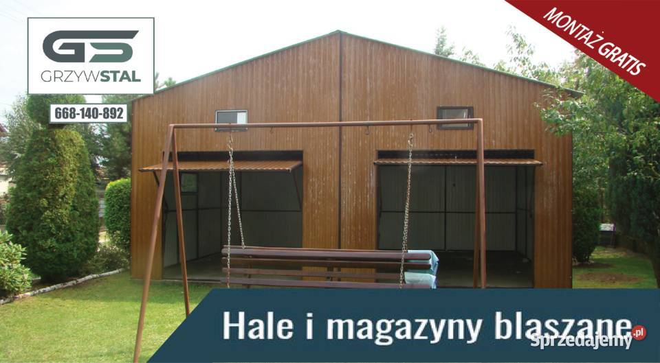 Garaż blaszany 8x6 Bramy Uchylne Drewnopodobny blacha Szydłowiec