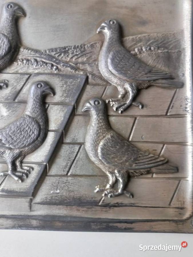 Relief rzeźba odlew Gołębie cyna Toruń