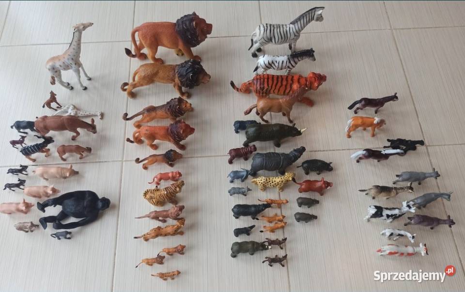 Figurki zwierząt spore stado62zabawki guma Klebark Mały