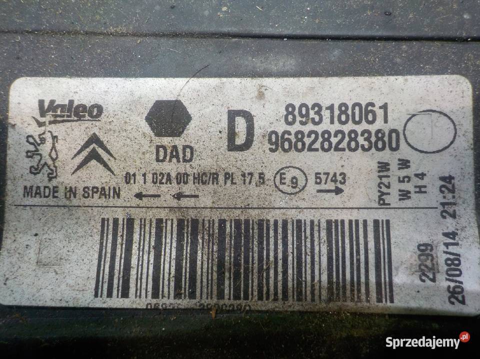 CITROEN BERLINGO PATNER II III 14r lampa prawa Suków