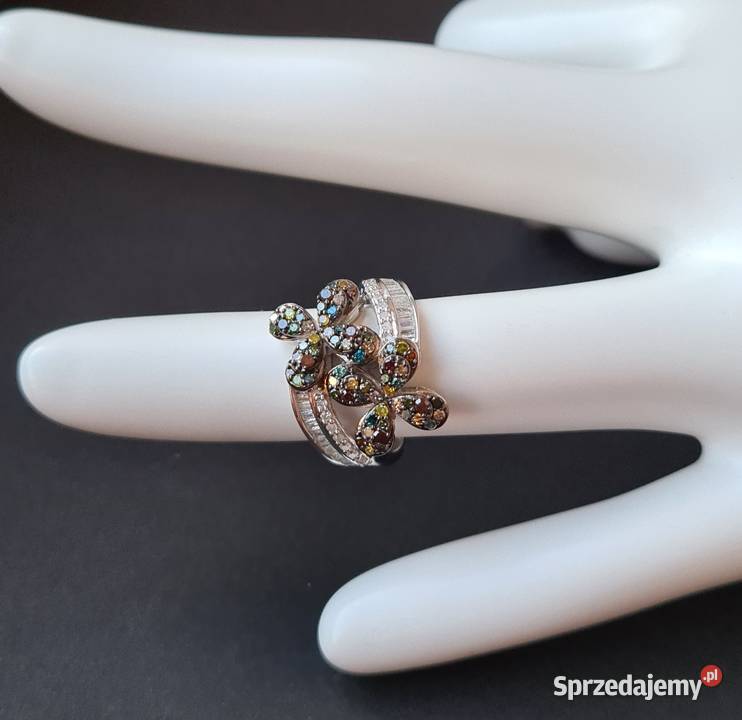 Pierścionek ze srebra 925 diamenty naturalne Otwock
