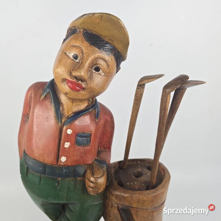 Vintage golfista rzeźba wykonana ręcznie z Bronisze