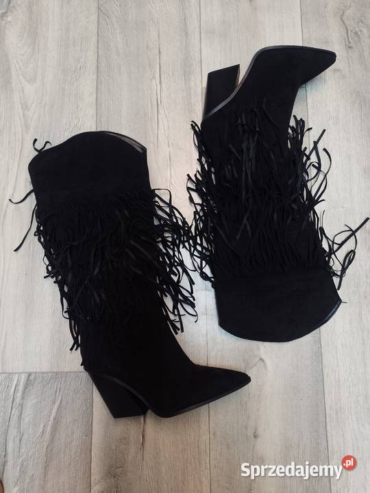 4041 Czarne kozaki kowbojki wieczorowe z Kraków sprzedam