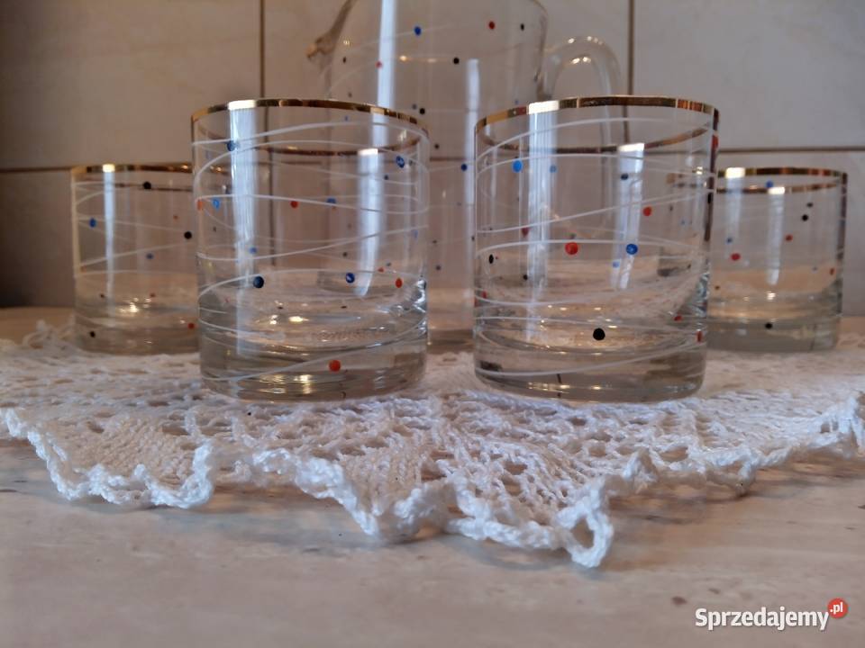 Dzbanek 4 szklaneczki w kropeczki lata 60 Nakło nad Notecią sprzedam