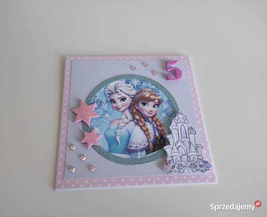 Kartka urodzinowa ręcznie robiona Kraina lodu Rękodzieło Łódź sprzedam