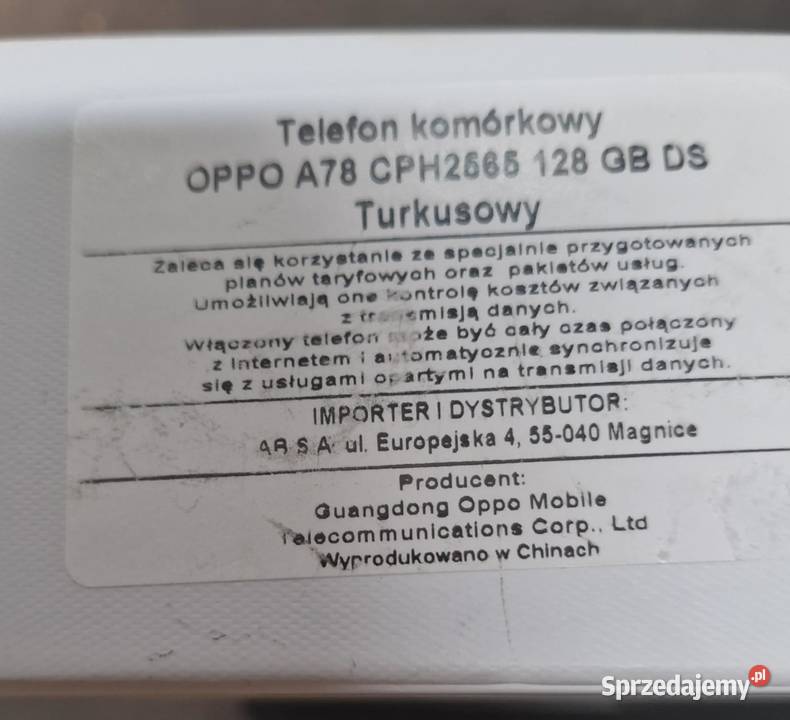 TELEFON OPPO A78 8128GB Łódź