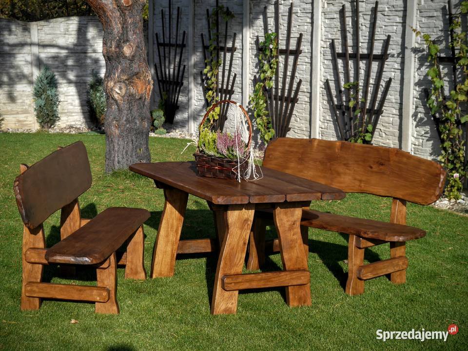 Drewniane meble ogrodowe stół i 2 ławki na 8 Dom i Ogród Chrząstowice sprzedam