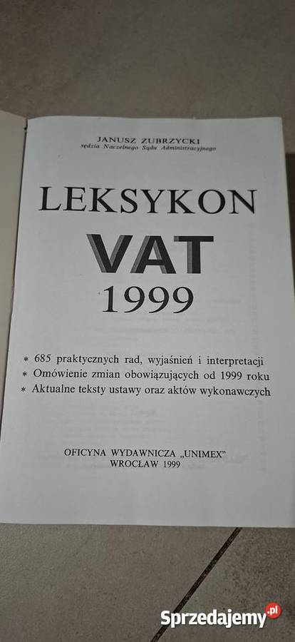 Leksykon VAT 1999 Janusz Zubrzycki Rzadkie 1 Poznań sprzedam