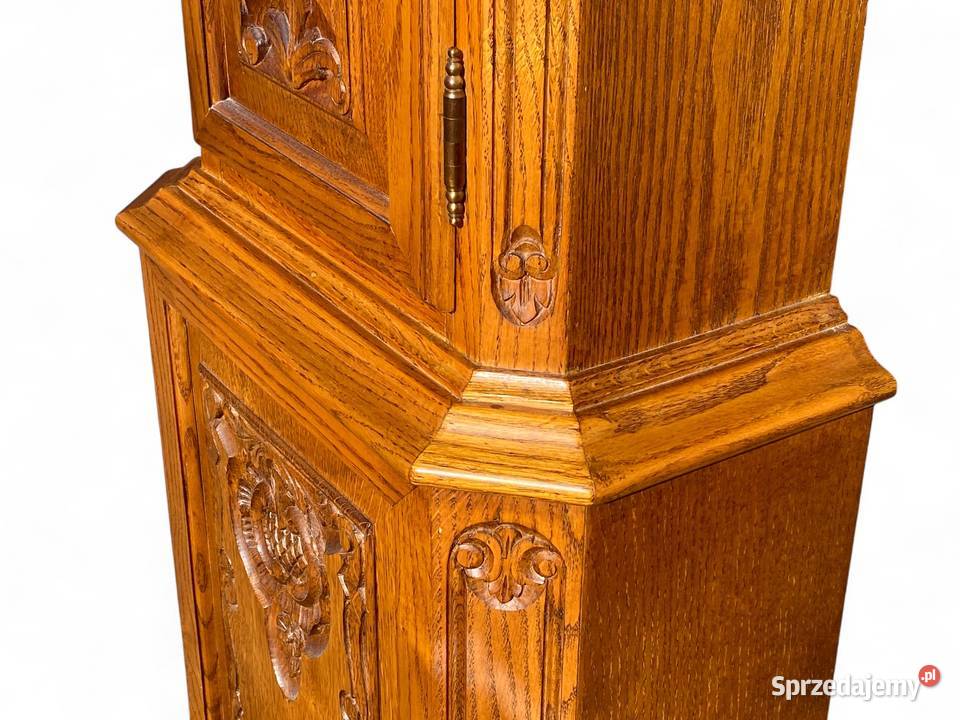 Zegar kwadransowy stojący w rzeźbionej dębowej zachodniopomorskie Gryfice