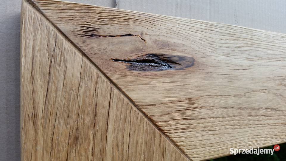 Lustro w drewnianej dębowej ramie loft vintage Radomsko