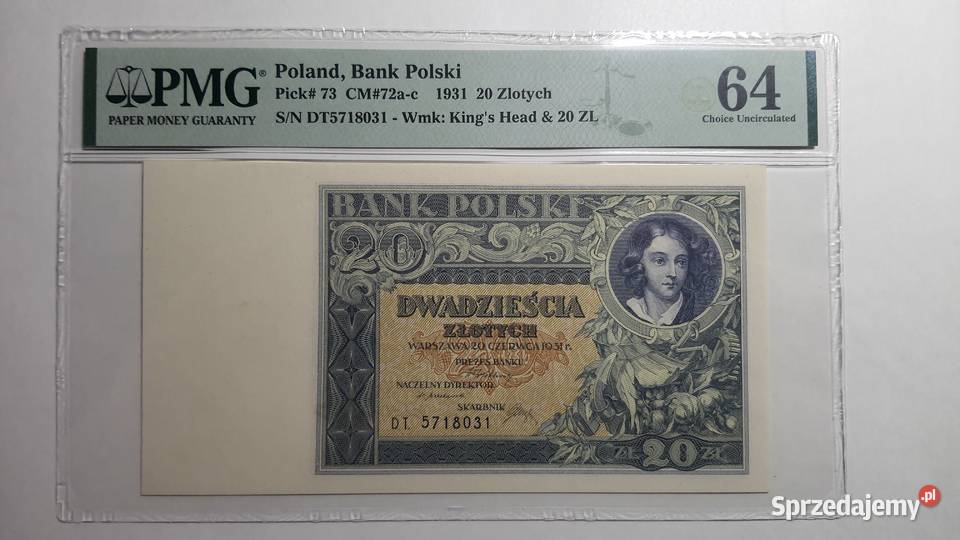 20 złotych 1931 s DT PMG 64 mazowieckie Warszawa