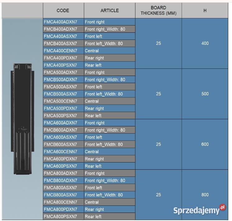 Słupek wypinany do burty 600mm przód lewy G38W Lawety wielkopolskie Przysieka Polska