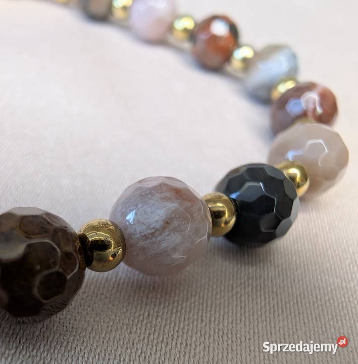 Bransoletka różaniec skamieniałe drewno krzyżyk Ostrów Wielkopolski