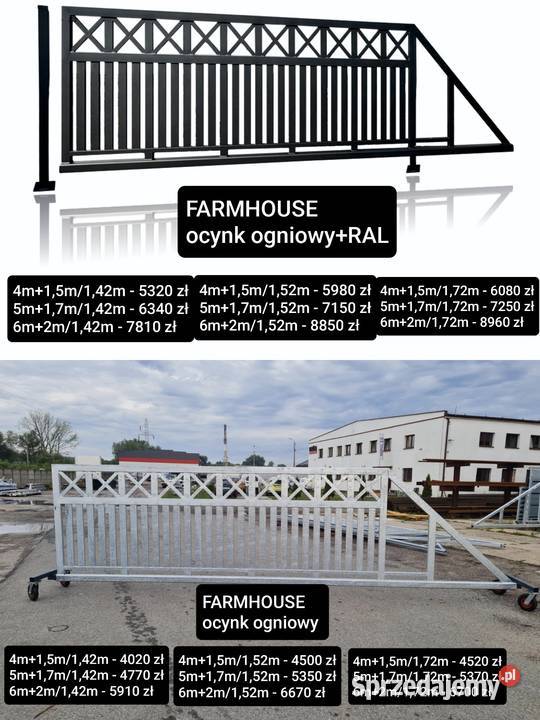 NOWOŚĆ PROMOCJA Brama przesuwna 4m FARMHOUSE przesuwna kujawsko-pomorskie Lipno