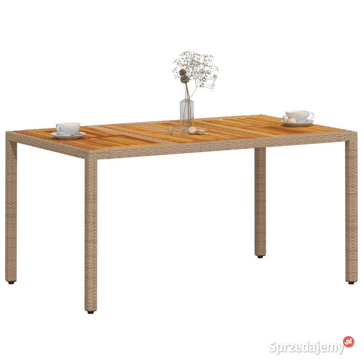 Stół ogrodowy beżowy 150x90x75 rattan PE i mazowieckie