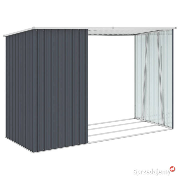 Szopa z wiatą na drewno antracyt 245x98x159 stal Warszawa