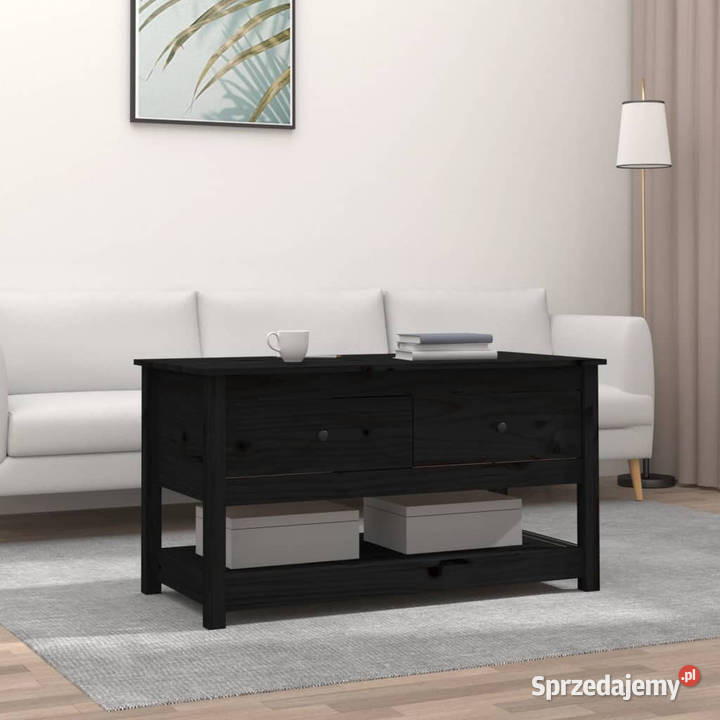 Stolik kawowy czarny 102x49x55 lite drewno Warszawa
