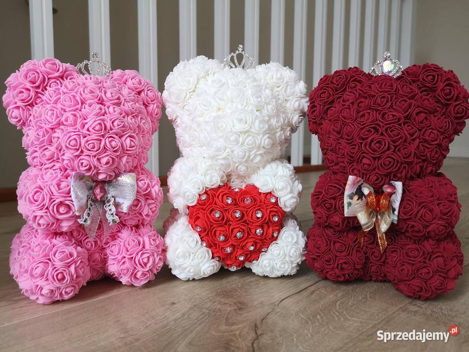 Miś z róż piankowych bordowy wys 25 Otrębusy