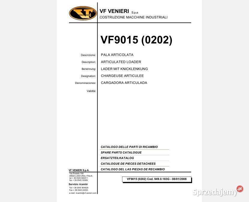 Venieri VF9015 VF1023C katalog części Poradniki, albumy i reportaże Kielce