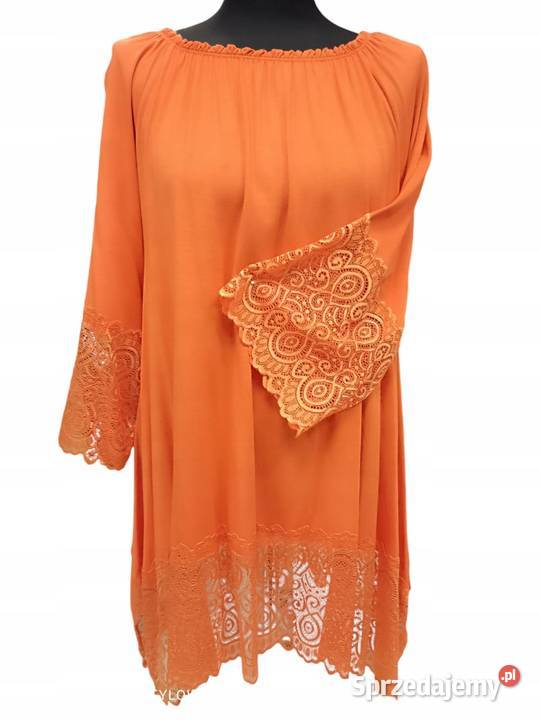 Bluzka TunikaHiszpanka damskakoronkowa pomarańczowy Bluzki i koszule Pątnów