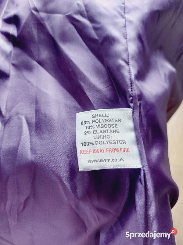 Fioletowy płaszcz damski jednorzędowy krótki z łódzkie Złoczew