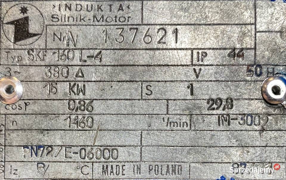 silnik elektryczny 15kW 1460obr INDUKTA B3 Pigża