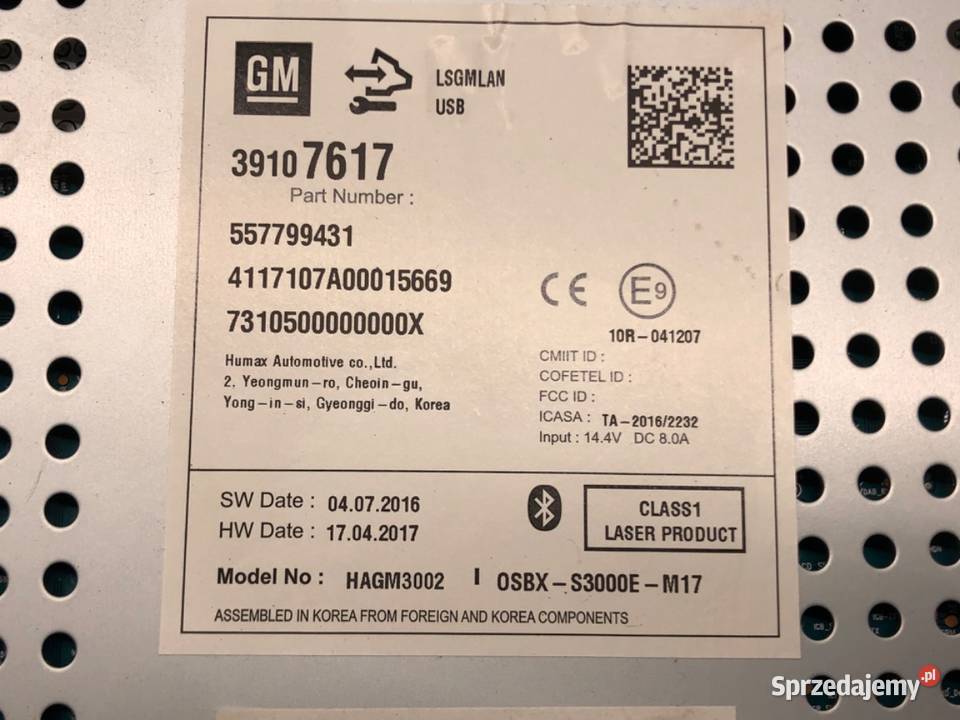 RADIO NAWIGACJA OPEL ASTRA J 39107617 ODTWARZACZ