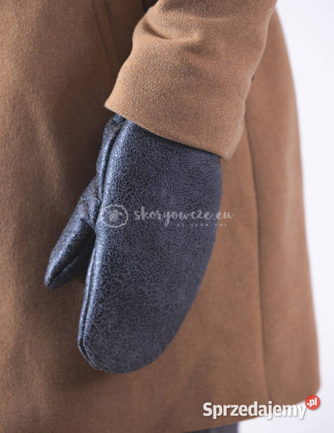 Szare stalowe skórzane rękawiczki męskie ze Pozostałe Szaflary sprzedam