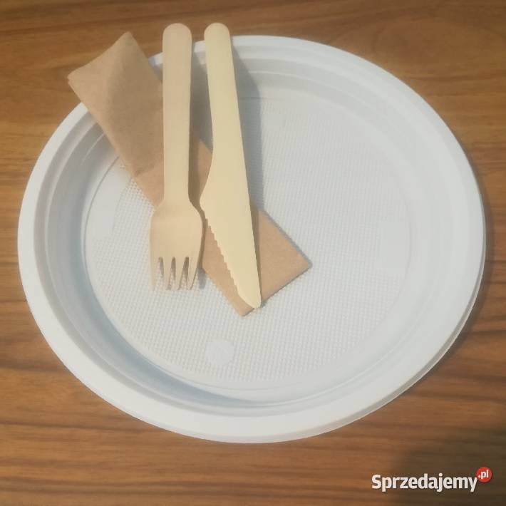 Zestaw jednorazowy talerz sztućce serwetka Gastronomia Lublin