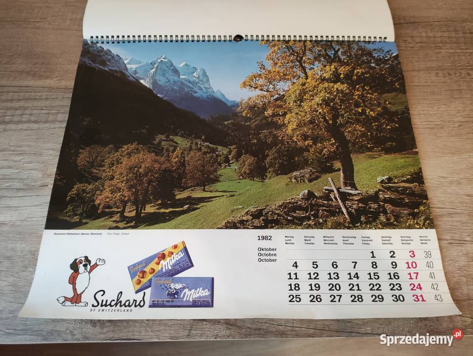 Zabytkowy kalendarz ścienny Milka 1982 r Suchard Rzeszów