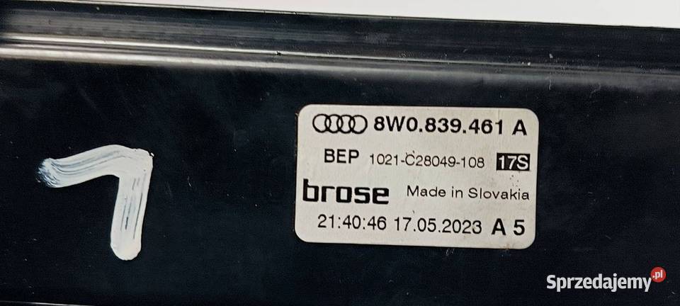 SILNICZEK SZYBY LT AUDI A4 B9 QUATTRO 8W0839461A kujawsko-pomorskie Lipno sprzedam