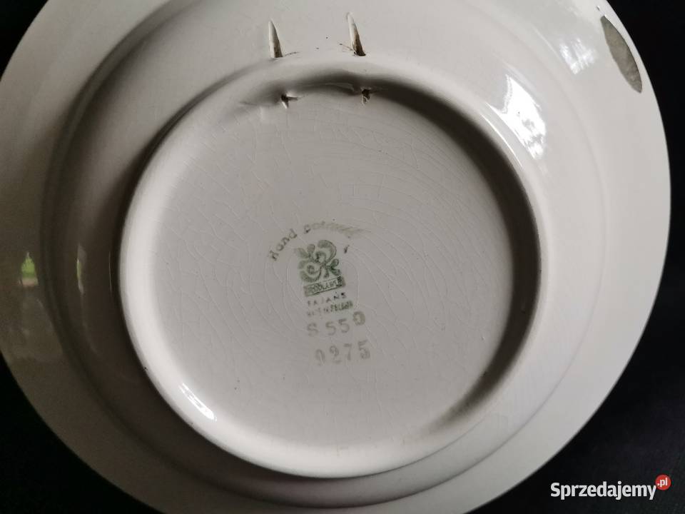 Stary ozdobny wiszący głęboki talerz fajans Porcelana i szkło Porcelana i szkło sprzedam