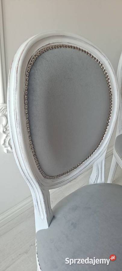 Soulowe szare krzesło Medalion Shabby Chic 51cm Szczecin