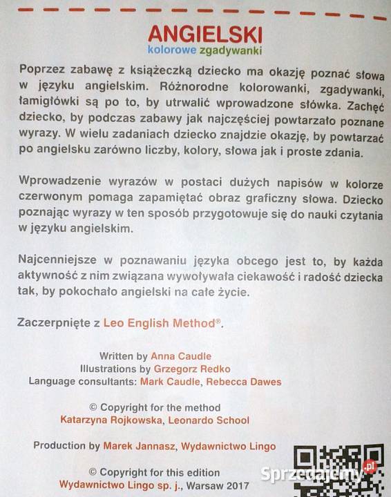 Angielski Kolorowe zgadywanki 36 CD Anna Caudle Rok wydania 2017 Chełm